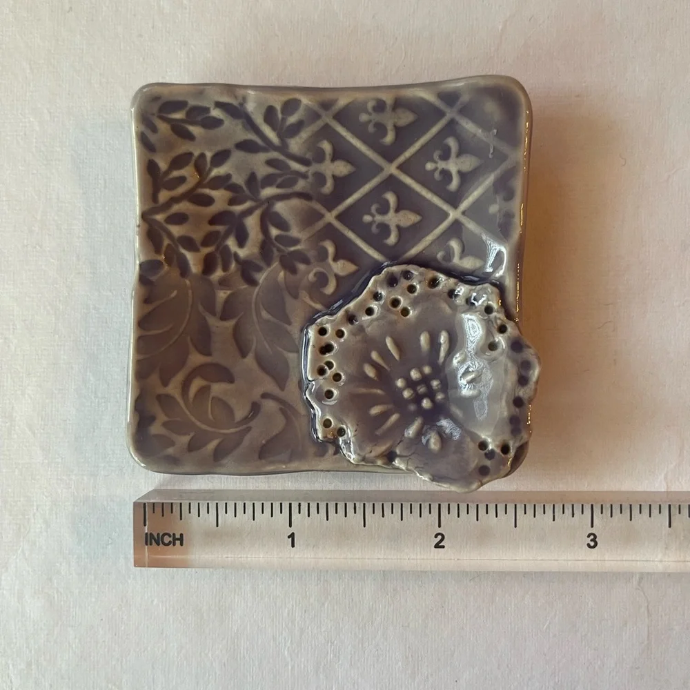 Fleur de Lis Decorative Ceramic Trinket Dish